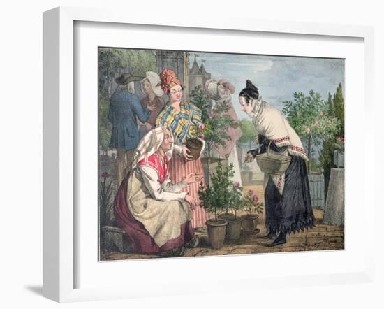 The Flower Market, Paris-John James Chalon-Framed Giclee Print