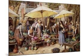 The Flower Market, Toulon-Myles Birket Foster-Mounted Giclee Print