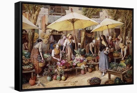 The Flower Market, Toulon-Myles Birket Foster-Framed Stretched Canvas