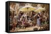 The Flower Market, Toulon-Myles Birket Foster-Framed Stretched Canvas
