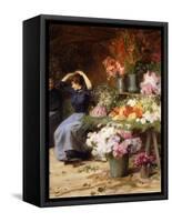 The Flower Market-Victor Gabriel Gilbert-Framed Stretched Canvas