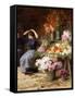 The Flower Market-Victor Gabriel Gilbert-Framed Stretched Canvas