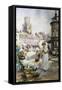 The Flower Market-Alfred Augustus Glendening II-Framed Stretched Canvas