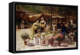 The Flower Market-Victor Gabriel Gilbert-Framed Stretched Canvas