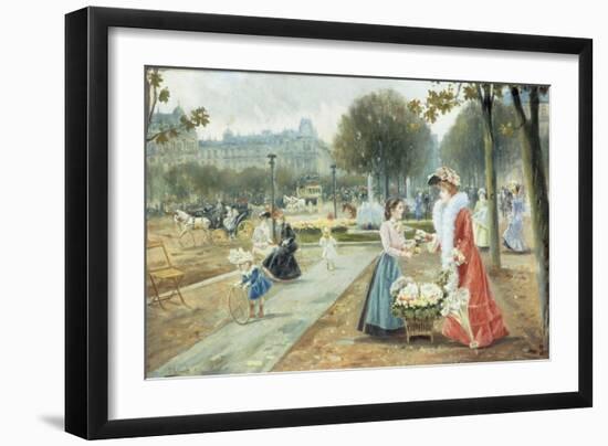 The Flower Seller, Paris-Joaquin Pallares-Framed Premium Giclee Print