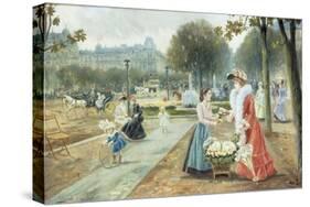 The Flower Seller, Paris-Joaquin Pallares-Stretched Canvas
