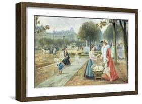 The Flower Seller, Paris-Joaquin Pallares-Framed Giclee Print