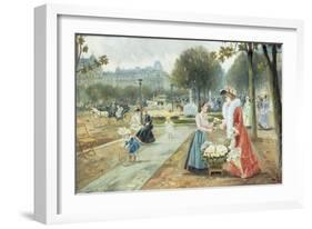 The Flower Seller, Paris-Joaquin Pallares-Framed Giclee Print