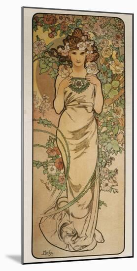 The Flowers: La Rose-Alphonse Mucha-Mounted Premium Giclee Print