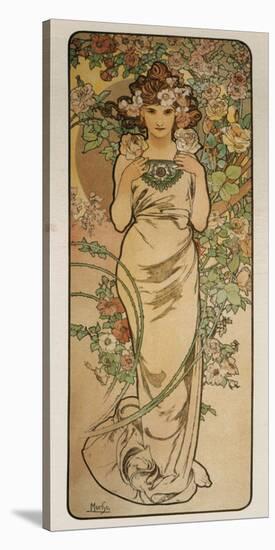 The Flowers: La Rose-Alphonse Mucha-Stretched Canvas