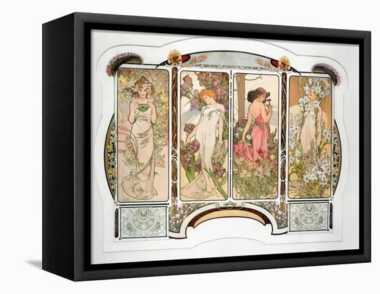 The Flowers: Variant 2, 1898-Alphonse Mucha-Framed Stretched Canvas