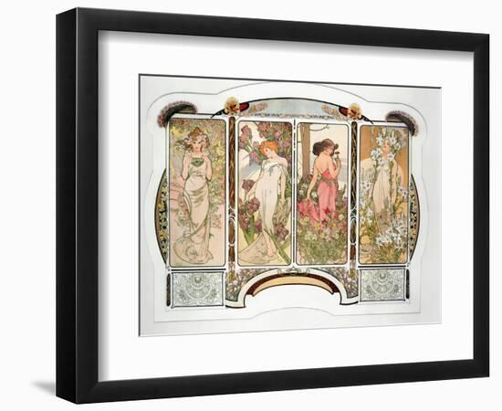 The Flowers: Variant 2, 1898-Alphonse Mucha-Framed Premium Giclee Print