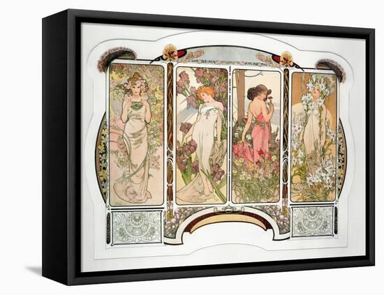 The Flowers: Variant 2, 1898-Alphonse Mucha-Framed Stretched Canvas