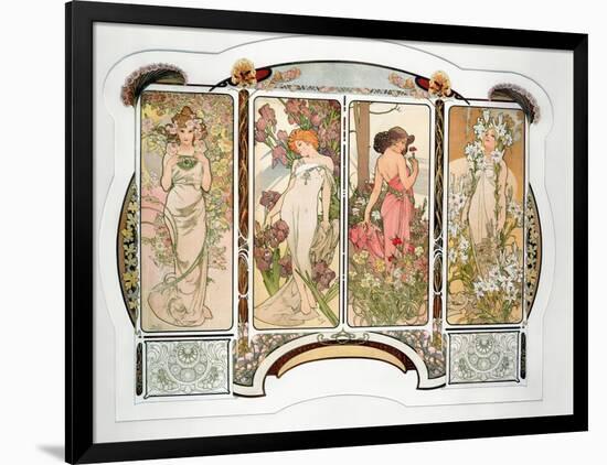 The Flowers: Variant 2, 1898-Alphonse Mucha-Framed Giclee Print