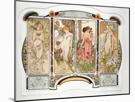The Flowers: Variant 2, 1898-Alphonse Mucha-Mounted Giclee Print