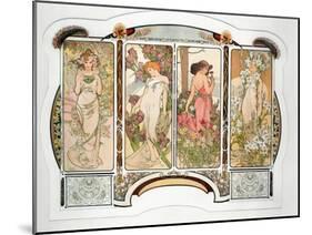 The Flowers: Variant 2, 1898-Alphonse Mucha-Mounted Giclee Print