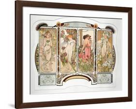 The Flowers: Variant 2, 1898-Alphonse Mucha-Framed Giclee Print