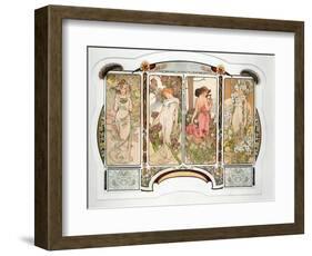 The Flowers: Variant 2, 1898-Alphonse Mucha-Framed Giclee Print