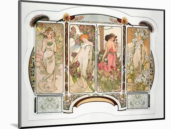 The Flowers: Variant 2, 1898-Alphonse Mucha-Mounted Giclee Print