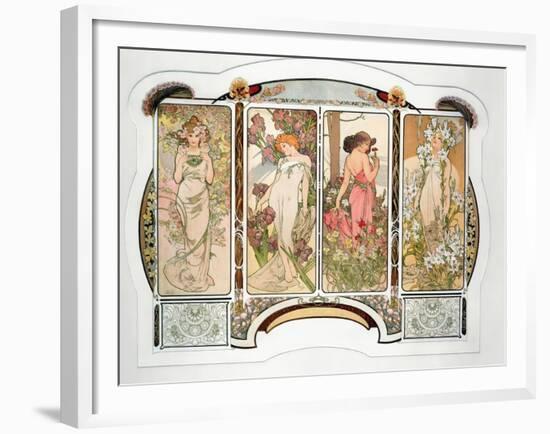 The Flowers: Variant 2, 1898-Alphonse Mucha-Framed Giclee Print