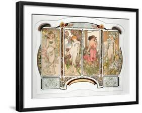 The Flowers: Variant 2, 1898-Alphonse Mucha-Framed Giclee Print