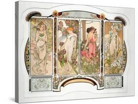 The Flowers: Variant 2, 1898-Alphonse Mucha-Stretched Canvas