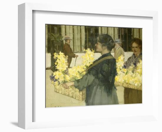 The Flowersellers, Argyle Street, Glasgow, 1915-John Smellie-Framed Giclee Print