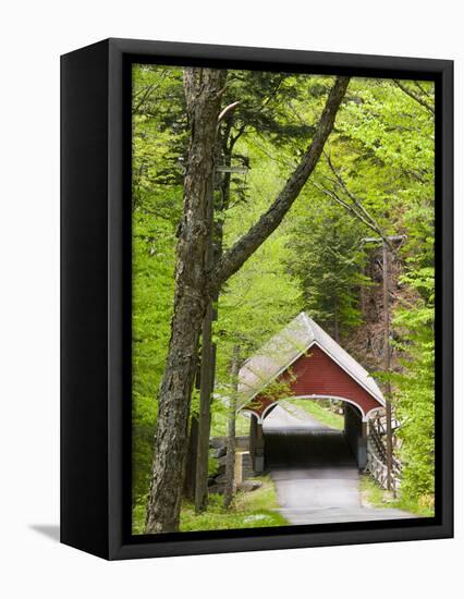 The Flume Covered Bridge, Pemigewasset River, Franconia Notch State Park, New Hampshire, USA-Jerry & Marcy Monkman-Framed Stretched Canvas