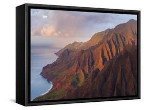 The Fluted Cliffs of the Na Pali Coast at Sunset, Kauai, Hawaii.-Ethan Welty-Framed Stretched Canvas
