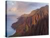 The Fluted Cliffs of the Na Pali Coast at Sunset, Kauai, Hawaii.-Ethan Welty-Stretched Canvas