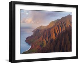 The Fluted Cliffs of the Na Pali Coast at Sunset, Kauai, Hawaii.-Ethan Welty-Framed Photographic Print