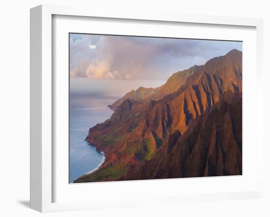 The Fluted Cliffs of the Na Pali Coast at Sunset, Kauai, Hawaii.-Ethan Welty-Framed Photographic Print