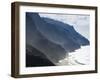 The Fluted Ridges of the Na Pali Coast Above the Crashing Surf on the North Shore of Kauai, Hawaii.-Sergio Ballivian-Framed Photographic Print