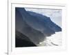 The Fluted Ridges of the Na Pali Coast Above the Crashing Surf on the North Shore of Kauai, Hawaii.-Sergio Ballivian-Framed Photographic Print