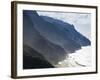 The Fluted Ridges of the Na Pali Coast Above the Crashing Surf on the North Shore of Kauai, Hawaii.-Sergio Ballivian-Framed Photographic Print