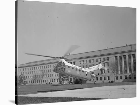 The Flying Banana Taking off from the Pentagon-null-Stretched Canvas