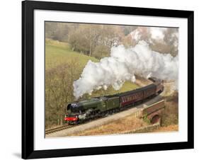 The Flying Scotsman steam locomotive arriving at Goathland station on the North Yorkshire Moors Rai-John Potter-Framed Photographic Print