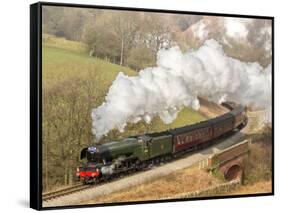 The Flying Scotsman steam locomotive arriving at Goathland station on the North Yorkshire Moors Rai-John Potter-Framed Stretched Canvas