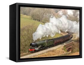 The Flying Scotsman steam locomotive arriving at Goathland station on the North Yorkshire Moors Rai-John Potter-Framed Stretched Canvas