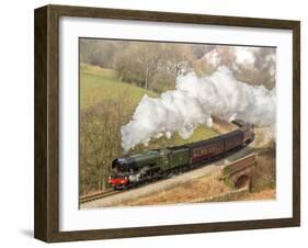 The Flying Scotsman steam locomotive arriving at Goathland station on the North Yorkshire Moors Rai-John Potter-Framed Photographic Print