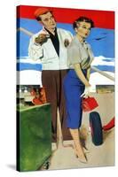 The Flying Wife - Saturday Evening Post "Men at the Top", August 16, 1958 pg.31-Fritz Willis-Stretched Canvas