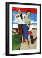 The Flying Wife - Saturday Evening Post "Men at the Top", August 16, 1958 pg.31-Fritz Willis-Framed Giclee Print