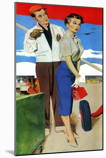 The Flying Wife - Saturday Evening Post "Men at the Top", August 16, 1958 pg.31-Fritz Willis-Mounted Giclee Print