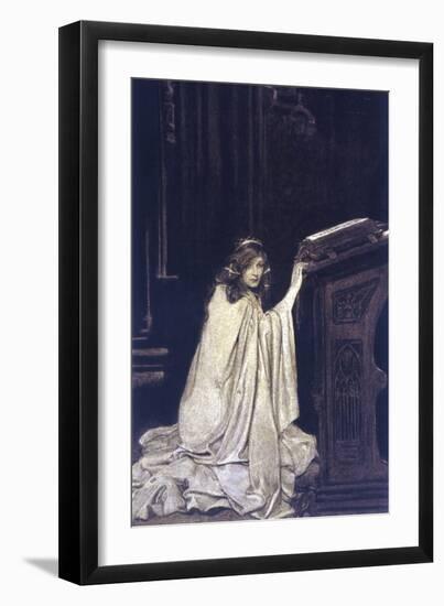 The Folds of Her Cloak Making Her Seem Like a Kneeling Marble-Elizabeth Shippen Green-Framed Art Print
