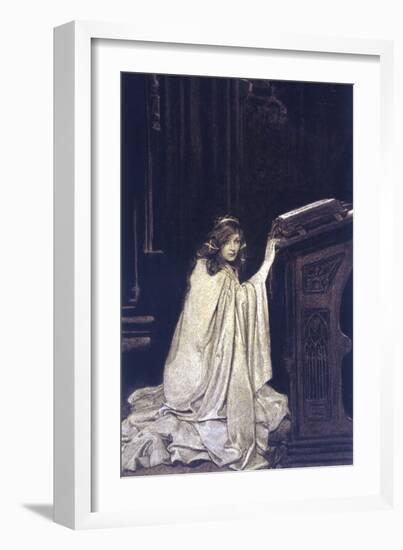 The Folds of Her Cloak Making Her Seem Like a Kneeling Marble-Elizabeth Shippen Green-Framed Art Print