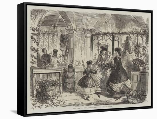 The Font and the Flowers-John Leech-Framed Stretched Canvas
