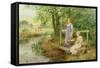 The Foot Bridge (Oil on Canvas)-Henry John Yeend King-Framed Stretched Canvas