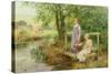 The Foot Bridge (Oil on Canvas)-Henry John Yeend King-Stretched Canvas