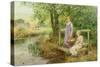 The Foot Bridge (Oil on Canvas)-Henry John Yeend King-Stretched Canvas