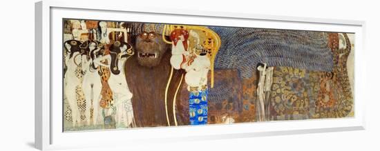 The Forces of Evil, the Three Gorgonian and Distorting Pain. Parts of the Beethoven Friesland, Oil-Gustav Klimt-Framed Premium Giclee Print